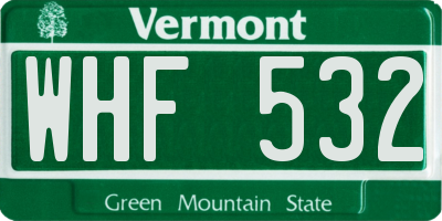 VT license plate WHF532