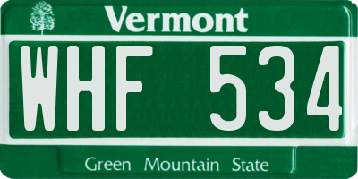 VT license plate WHF534