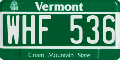 VT license plate WHF536