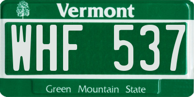 VT license plate WHF537