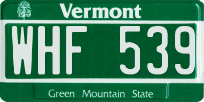 VT license plate WHF539