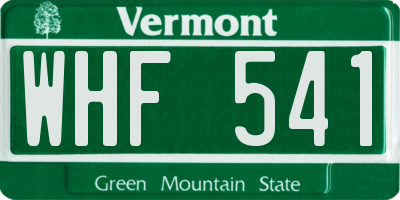 VT license plate WHF541