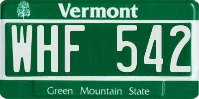 VT license plate WHF542