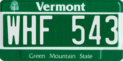 VT license plate WHF543