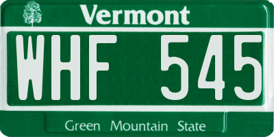 VT license plate WHF545