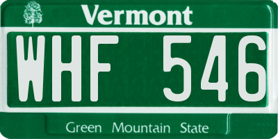 VT license plate WHF546