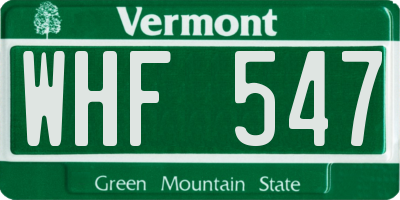 VT license plate WHF547