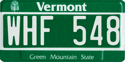 VT license plate WHF548