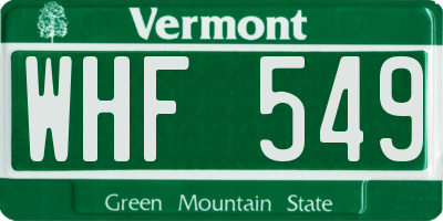 VT license plate WHF549
