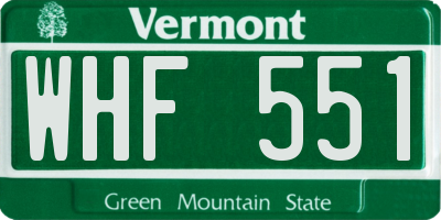 VT license plate WHF551