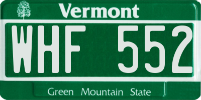 VT license plate WHF552
