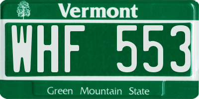 VT license plate WHF553