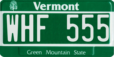 VT license plate WHF555