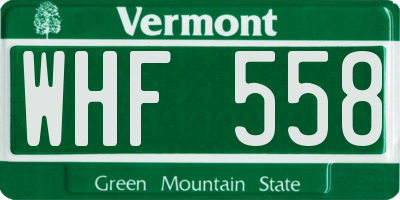 VT license plate WHF558