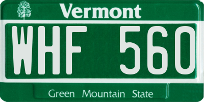 VT license plate WHF560