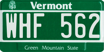 VT license plate WHF562
