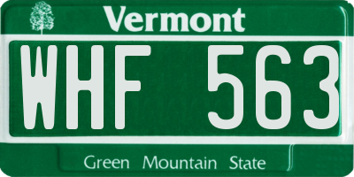 VT license plate WHF563