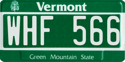 VT license plate WHF566