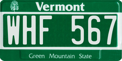 VT license plate WHF567