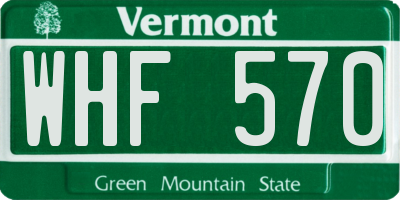 VT license plate WHF570