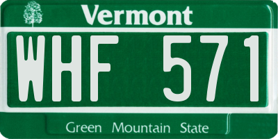 VT license plate WHF571