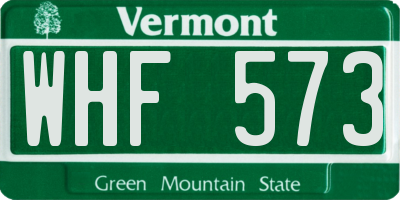 VT license plate WHF573