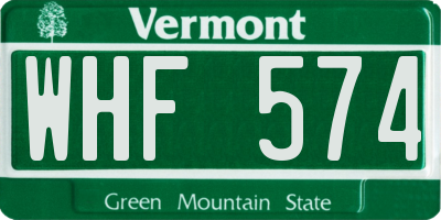 VT license plate WHF574