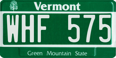 VT license plate WHF575