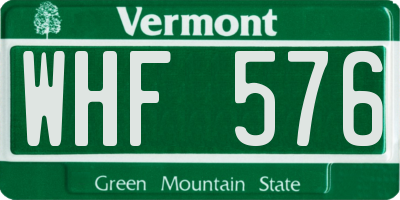 VT license plate WHF576