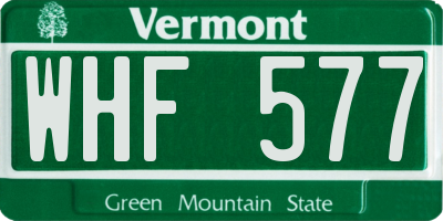 VT license plate WHF577