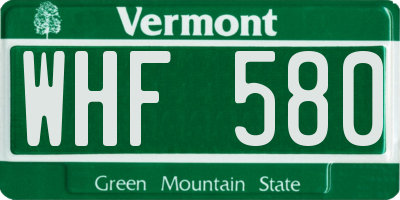 VT license plate WHF580