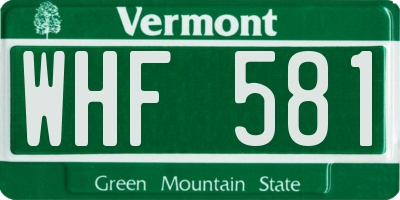 VT license plate WHF581