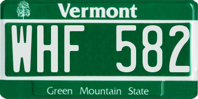 VT license plate WHF582