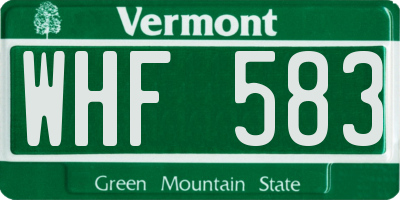 VT license plate WHF583