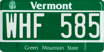 VT license plate WHF585