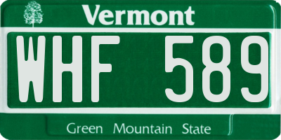 VT license plate WHF589