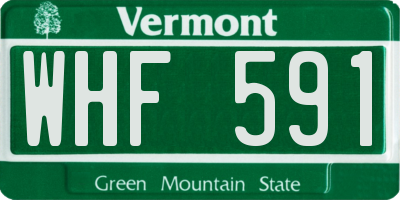 VT license plate WHF591