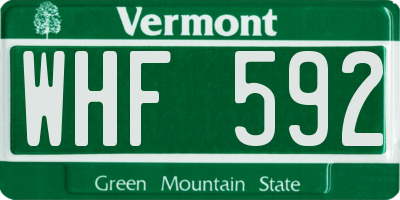 VT license plate WHF592