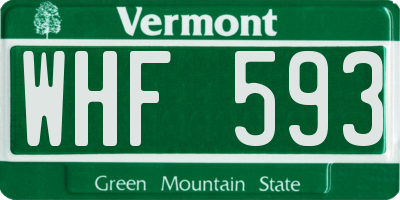 VT license plate WHF593