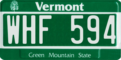 VT license plate WHF594