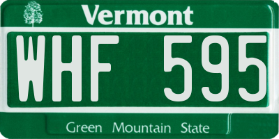VT license plate WHF595