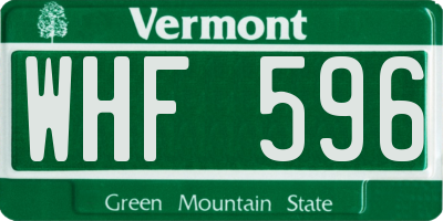 VT license plate WHF596