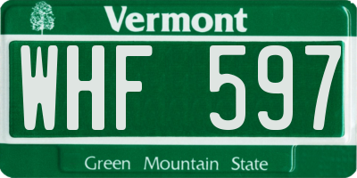 VT license plate WHF597