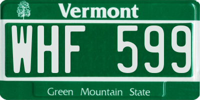 VT license plate WHF599