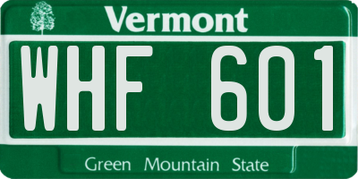 VT license plate WHF601