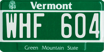 VT license plate WHF604