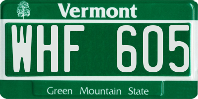VT license plate WHF605