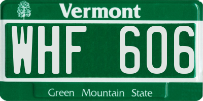 VT license plate WHF606