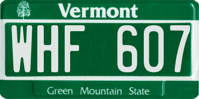 VT license plate WHF607