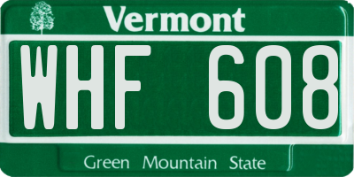 VT license plate WHF608